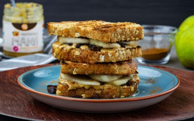 Sándwiches de mantequilla de maní y pera