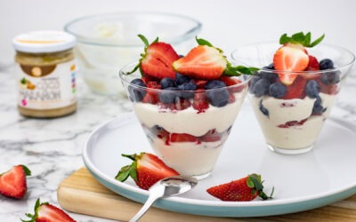 Parfait de mantequilla de marañon con coco